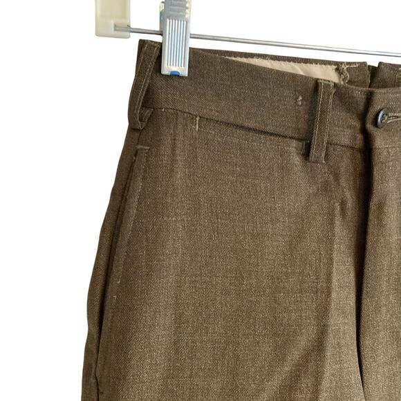 Vintage US Army 50s Olive Drab Green Button Fly High Waist Wide Leg Pants 25x27 - Picture 12 of 16